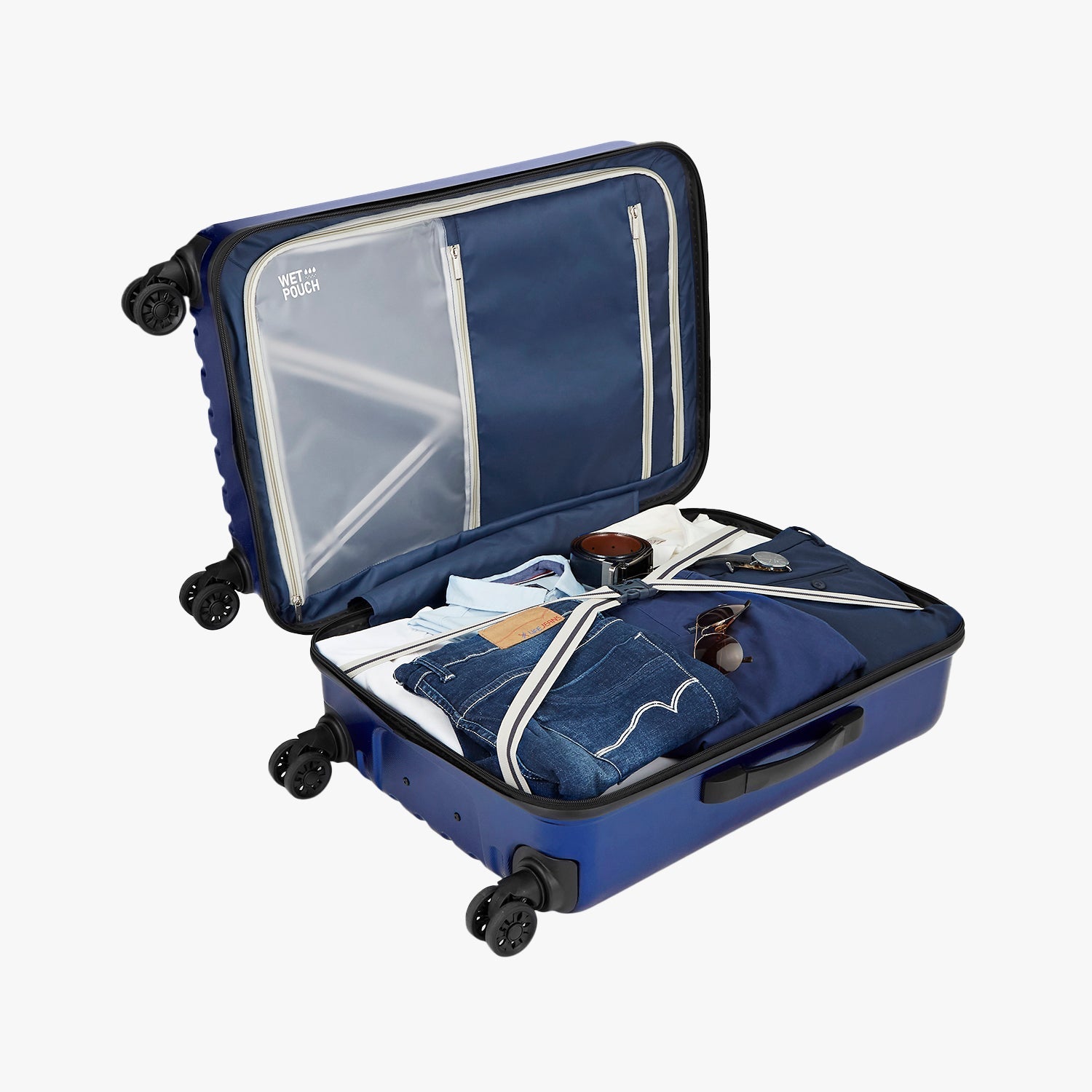 Safari Twister Set of 3 Midnight Blue Trolley Bags with Dual Wheels & Anti Theft Zipper