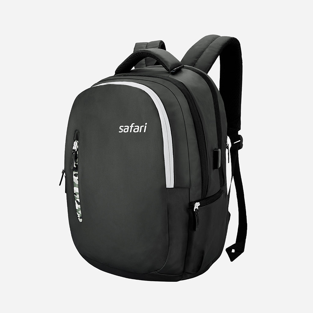 Safari Whiz 30L Black Laptop Backpack with Raincover