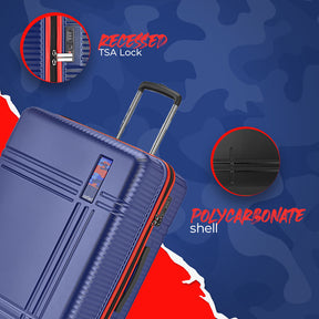 Zany Hard Luggage with TSA lock and Dual Wheels Combo (small, Medium and Large) - Blue