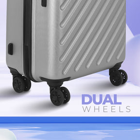 Safari Zodiac Set of 3 Silver Trolley Bags with Dual Wheels & Anti Theft Zipper