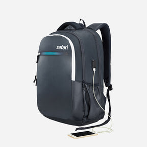 Safari Zing 30L Blue Laptop Backpack with USB Port, Dust Resistant Fabric and Organized Interiors