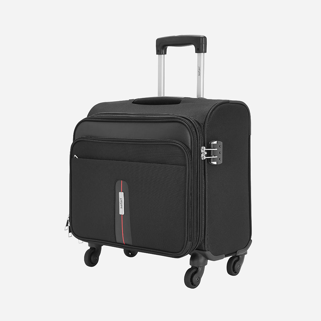 Safari Brighton Black Overnighter Laptop Trolley Bag with Fixed Combination Lock