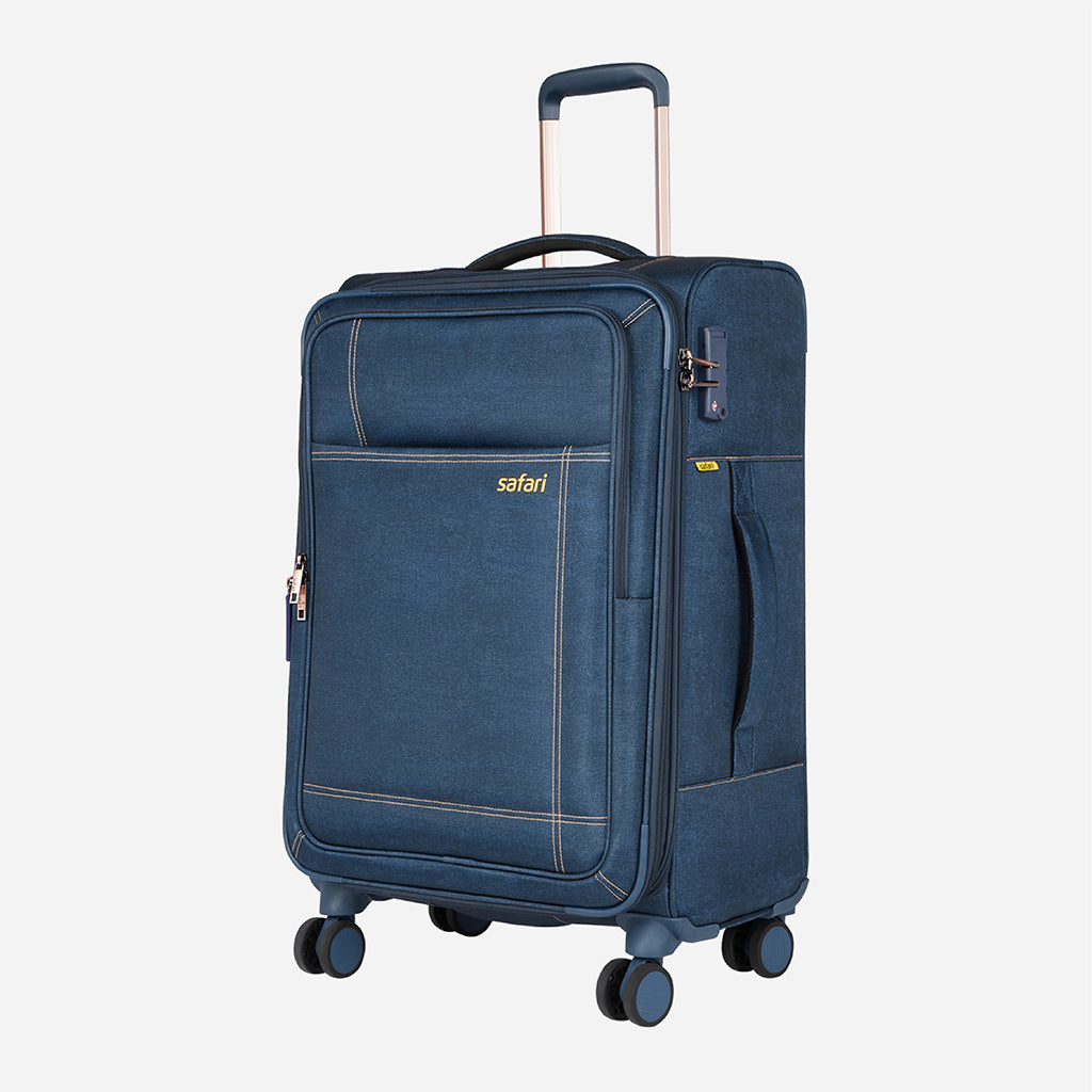 Safari Denim Plus Set of 2 Blue Trolley Bags with Dual Wheels