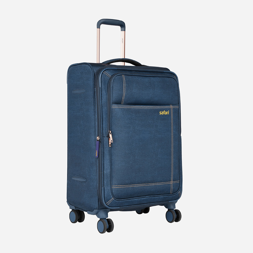 Safari Denim Plus Set of 2 Blue Trolley Bags with Dual Wheels