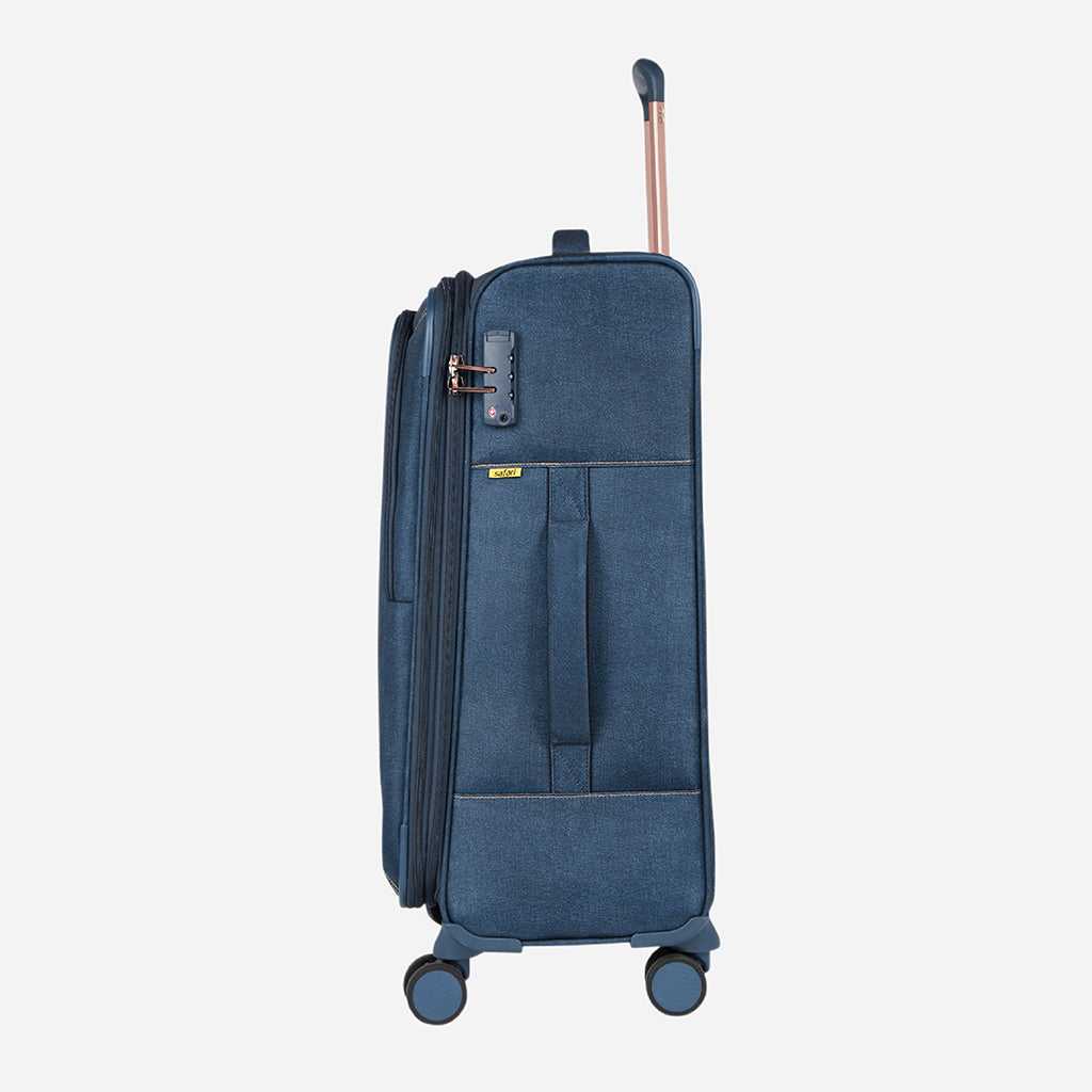 Safari Denim Plus Set of 2 Blue Trolley Bags with Dual Wheels