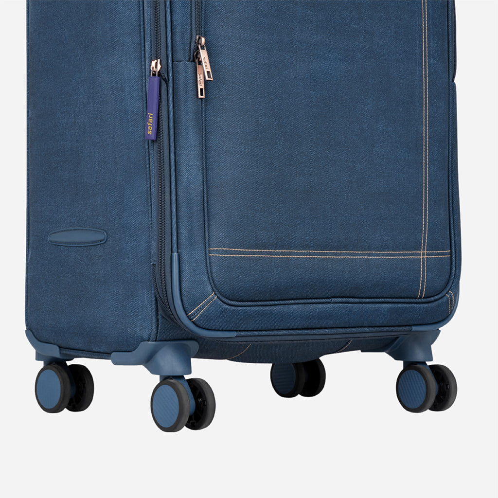 Safari Denim Plus Set of 2 Blue Trolley Bags with Dual Wheels