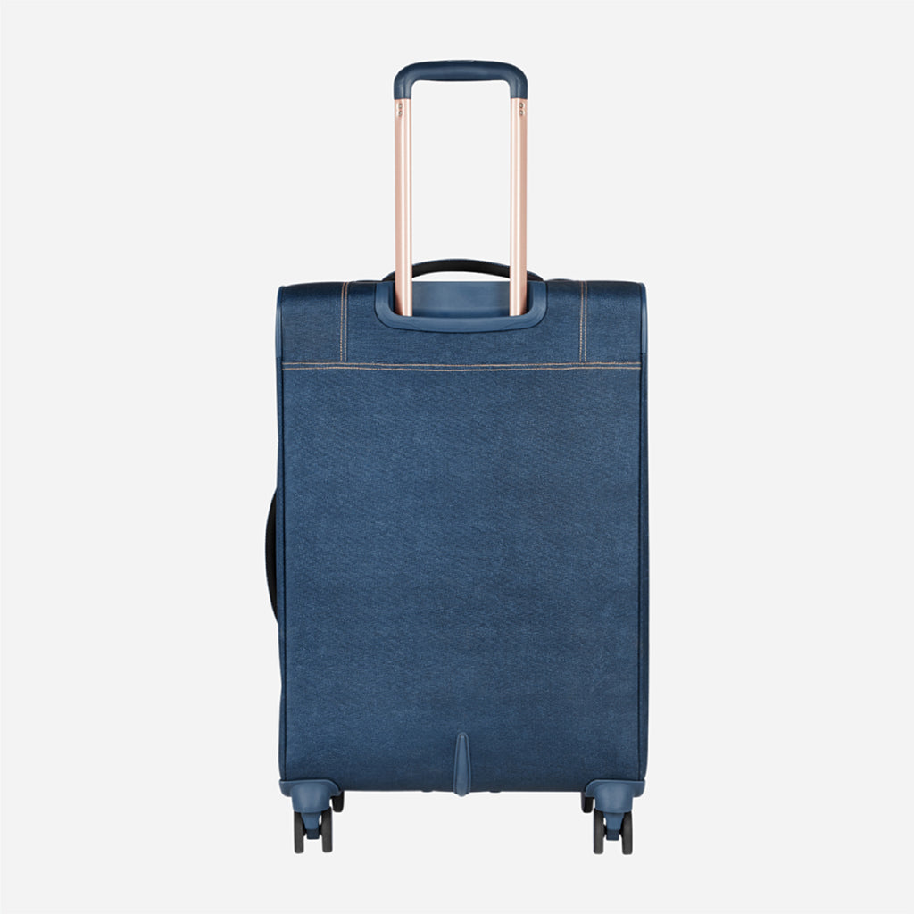 Safari Denim Plus Navy Blue Trolley Bag with Dual Wheels