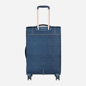 Denim Plus Anti Theft Soft luggage and TSA lock, Dual wheels , Securi Zipper and Detailed Interiors with Wet Pouch- Navy Blue
