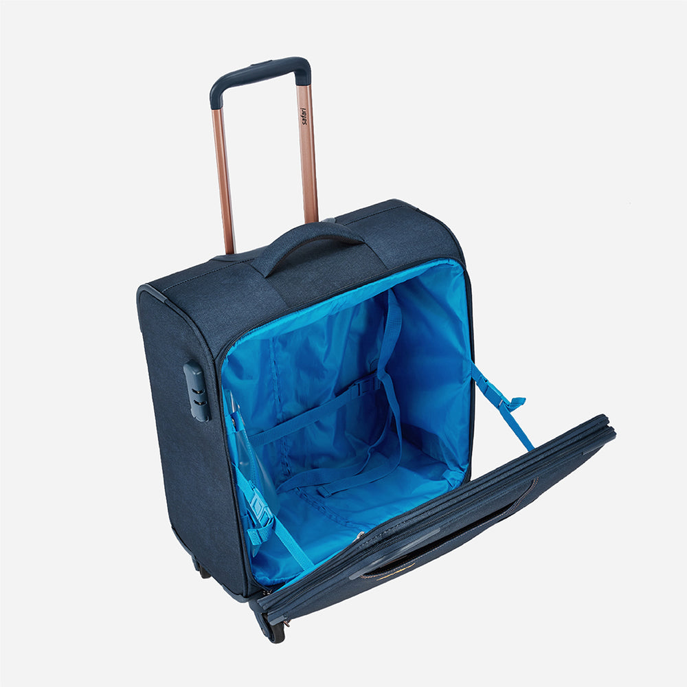 Buy Safari Denim Overnighter Navy Blue Laptop Trolley Bag