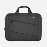 Droit Dual Compartment Satchel Bag with Padded Laptop Compartment, Organized Interior and Smart Sleeve - Black