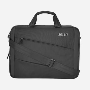 Droit Dual Compartment Satchel Bag with Padded Laptop Compartment, Organized Interior and Smart Sleeve - Black