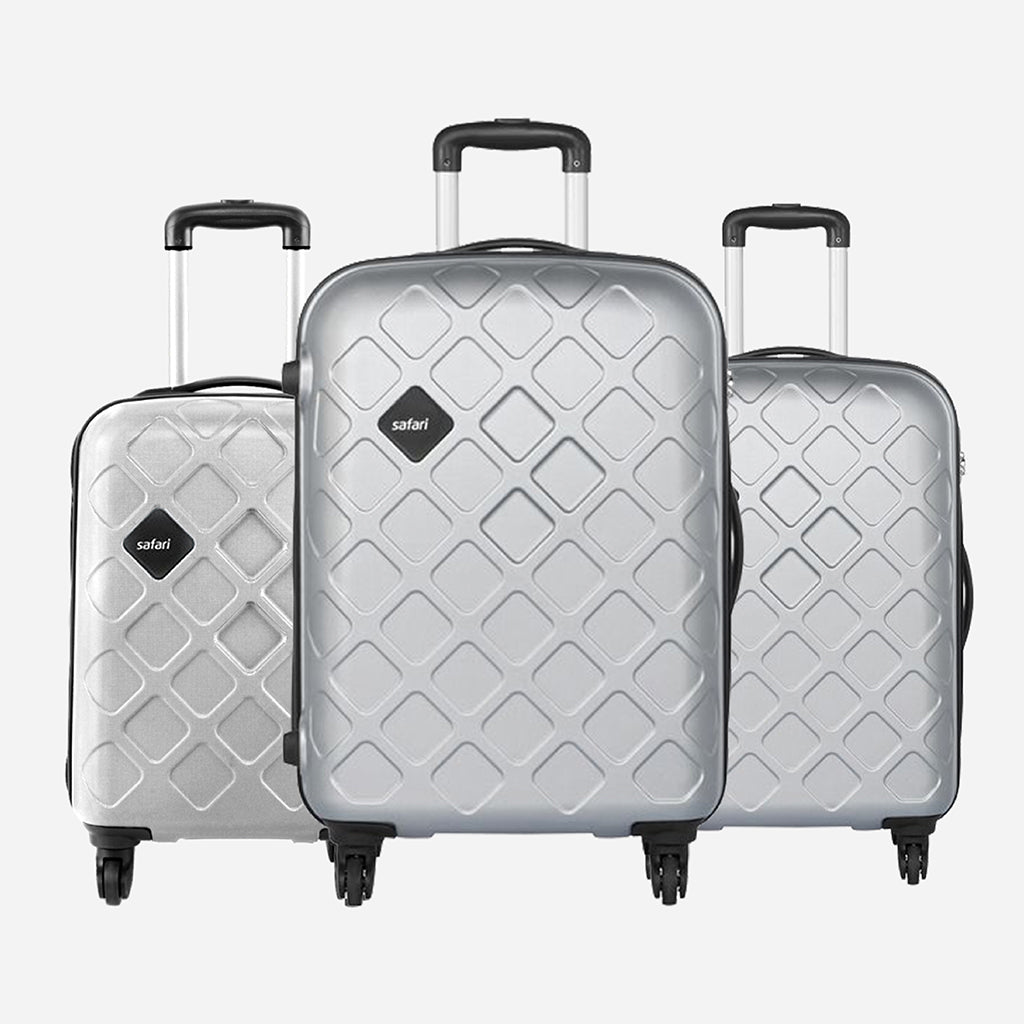 Safari Mosaic Set of 3 Silver Trolley Bags with 360° Wheels