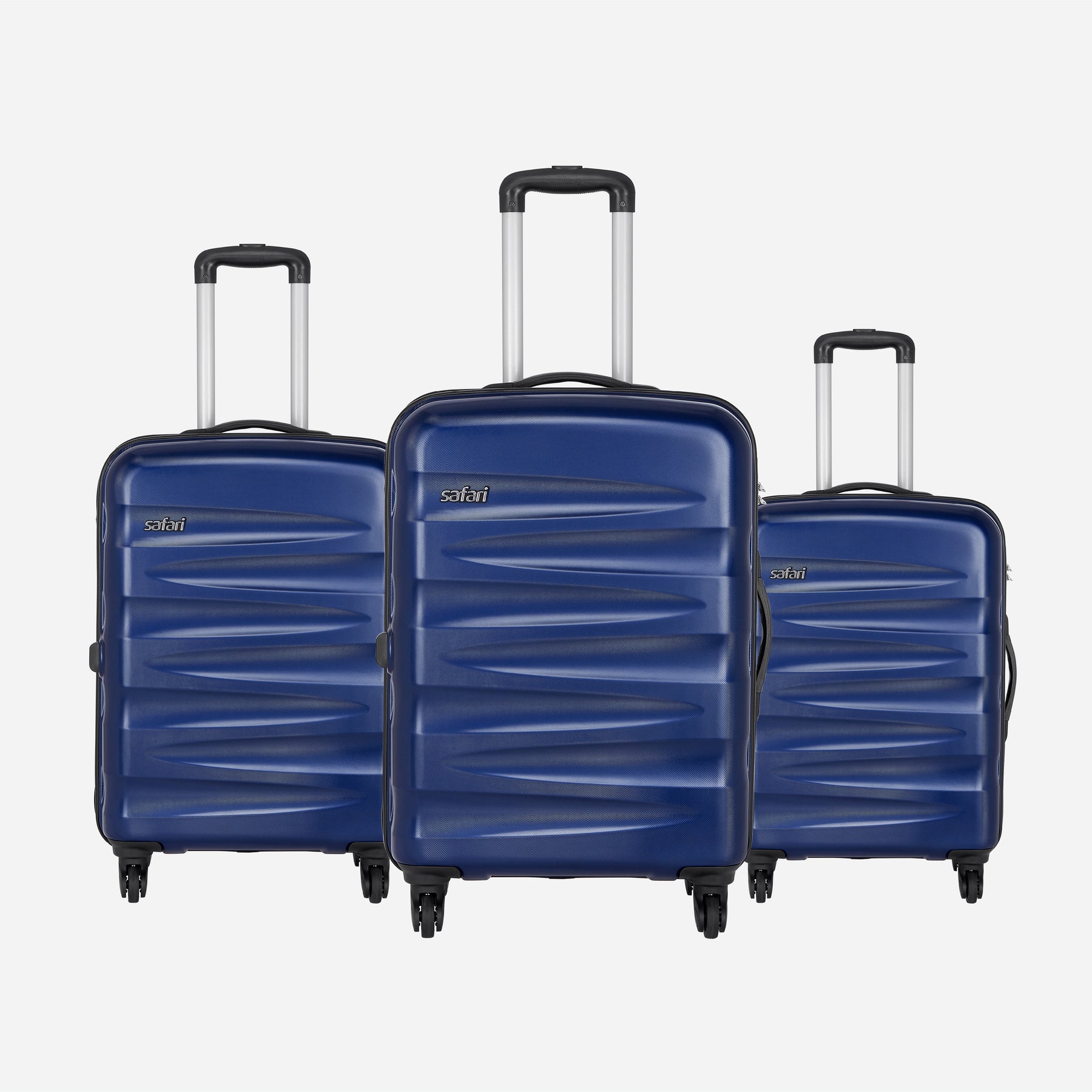 Safari Ngage Set of 3 Midnight Blue Trolley Bags with 360° Wheels