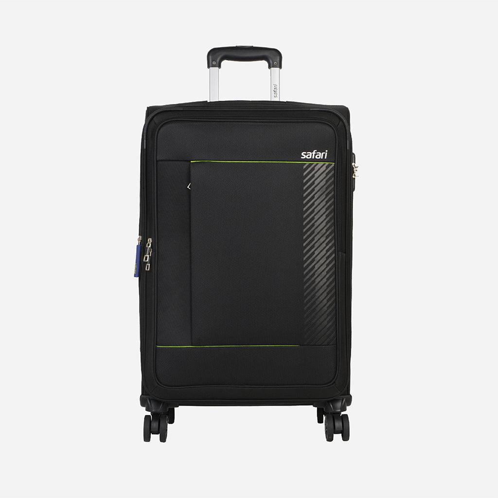 Penta Anti Theft Soft Luggage with Securi Zipper, Expander and Dual Wheels - Black