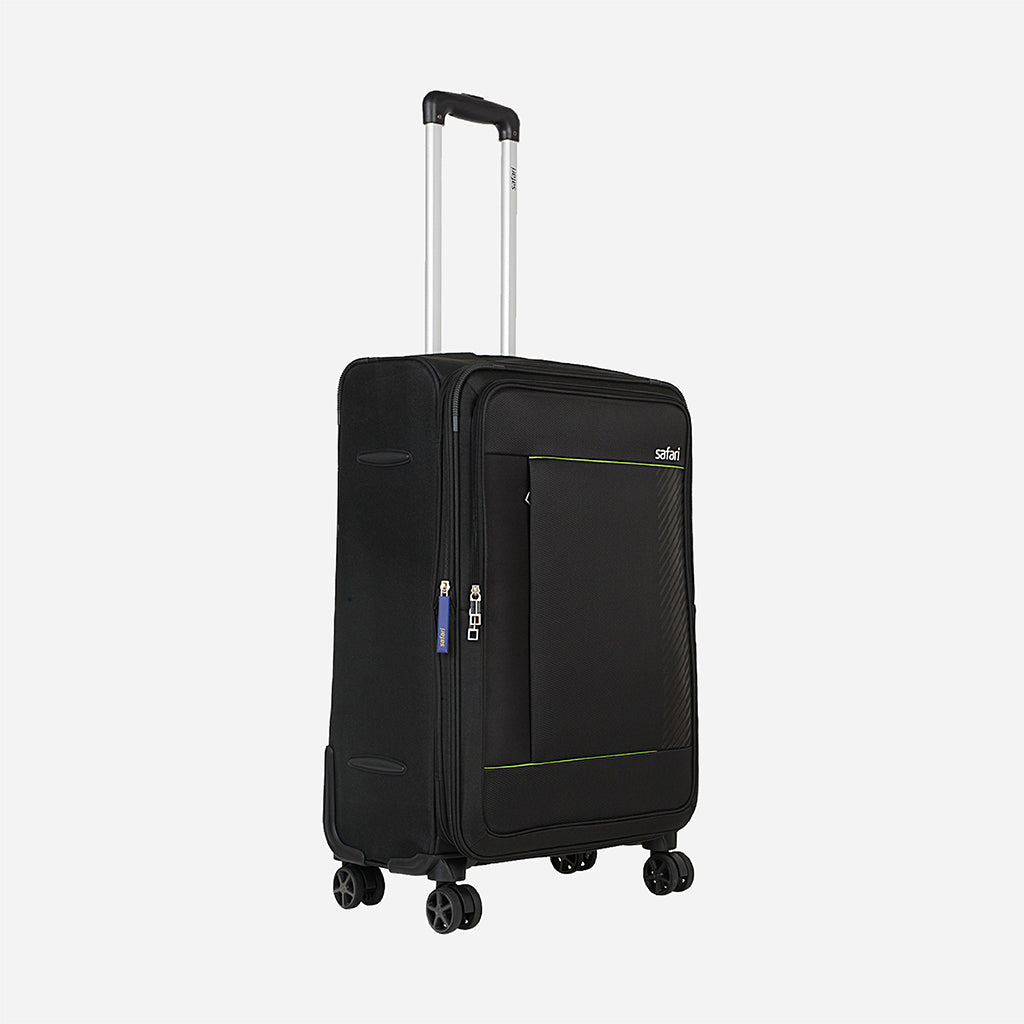 Penta Anti Theft Soft Luggage with Securi Zipper, Expander and Dual Wheels - Black