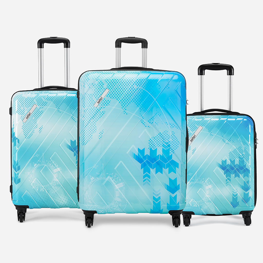 Safari Ray Voyage Set of 3 Printed Trolley Bags with 360° Wheels