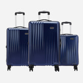 Safari Ryder Set of 3 Gun Metal & Midnight Blue Trolley Bags with Dual Wheels