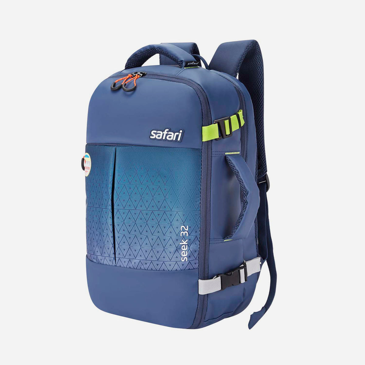 Safari Seek 32L Blue Overnighter Travel Backpack Two Way Handle & Compression Straps