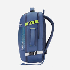 Seek 32L Overnighter Travel Backpack with Two Way Handle, Luggage Style Packing, Compression Straps- Blue