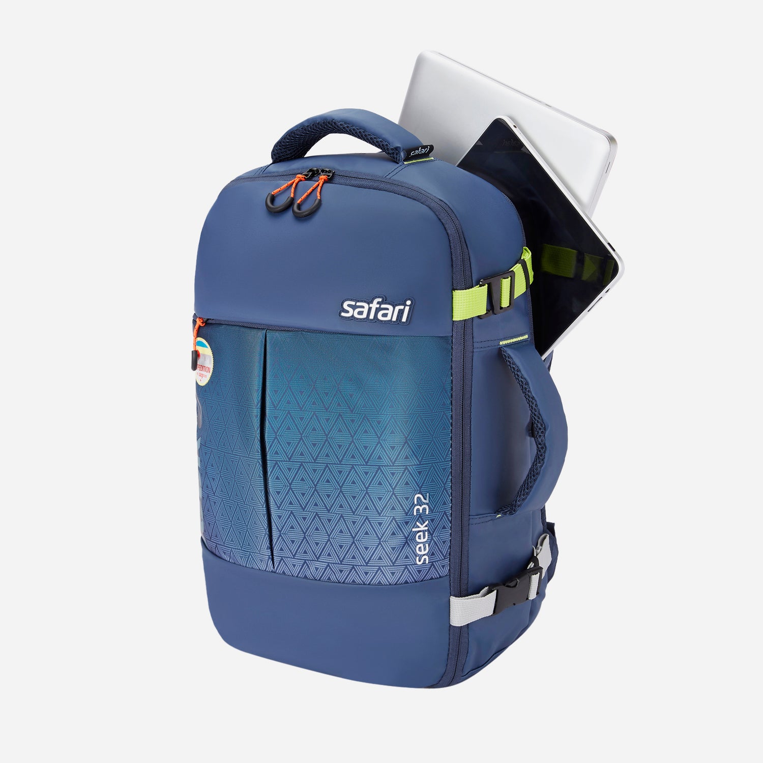 Safari Seek 32L Blue Backpack Suitcase Two Way Handle, Luggage Style Packing and Compression Straps