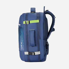 Seek 45L Overnighter Travel Backpack with Expander, Two Way Handle, Luggage Style Packing, Compression Straps, Chest Straps and Back Padding - Blue