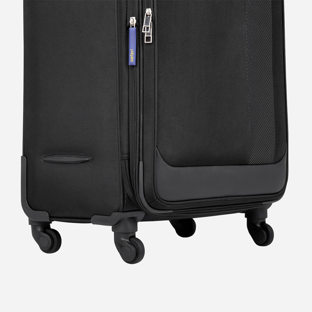 Slant Anti Theft Soft Luggage with Securi Zipper, TSA Lock and Organized Interior with Wet Pouch- Black