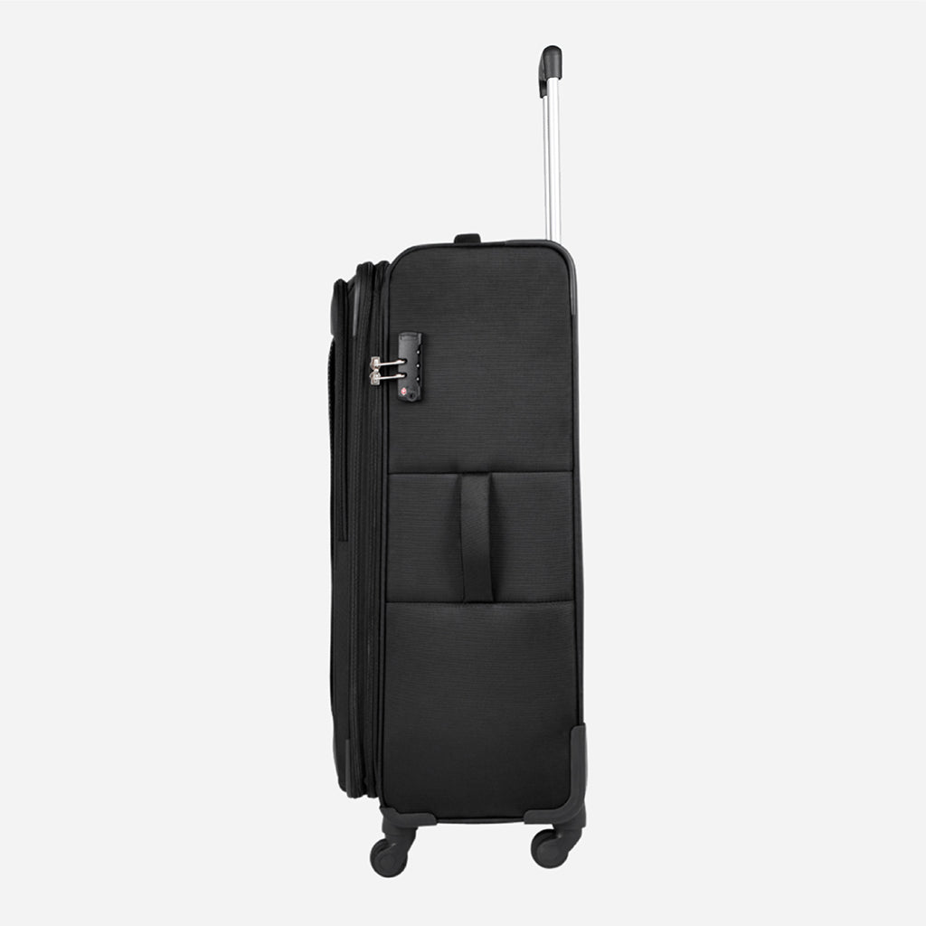 Slant Anti Theft Soft Luggage with Securi Zipper, TSA Lock and Organized Interior with Wet Pouch- Black