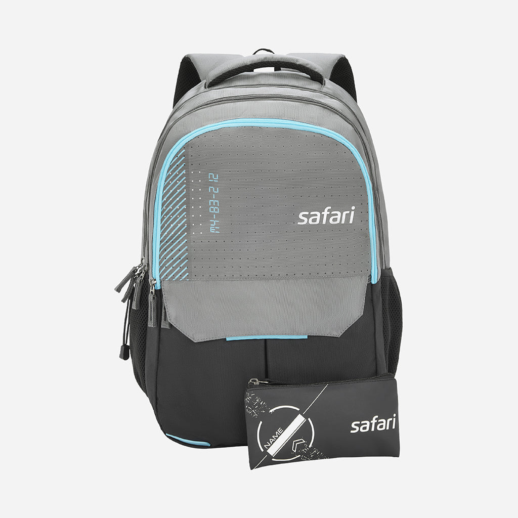 Safari Wing 10 37L Grey School Backpack with Pencil Pouch
