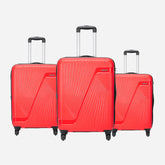 Safari Zion Lightweight PP Set of 3 Cherry Red Trolley Bags with 360° Wheels